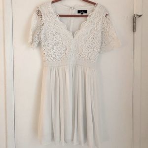 Lulus White Dress - Angel in Disguise White Lace Skate Dress